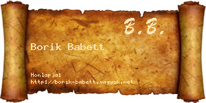 Borik Babett névjegykártya